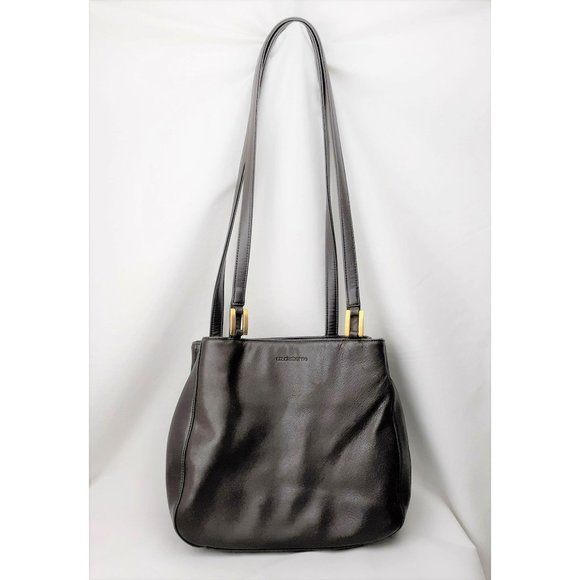 Leather Co Liz Claiborne Grandmacore Shoulder Bag Purse Dark Brown Leather 80s - Picture 1 of 14